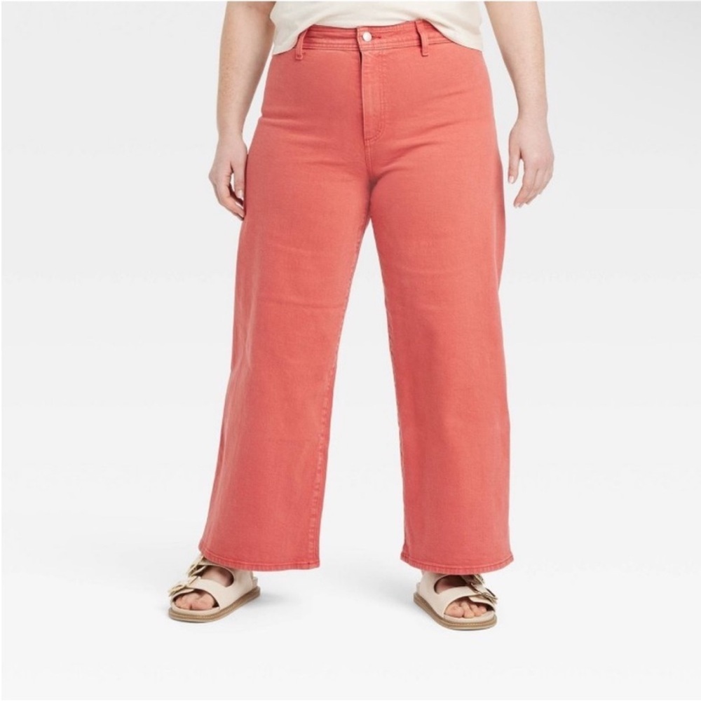 Universal Thread Women's Wide leg Sailor Jeans in Coral Salmon Color NWT